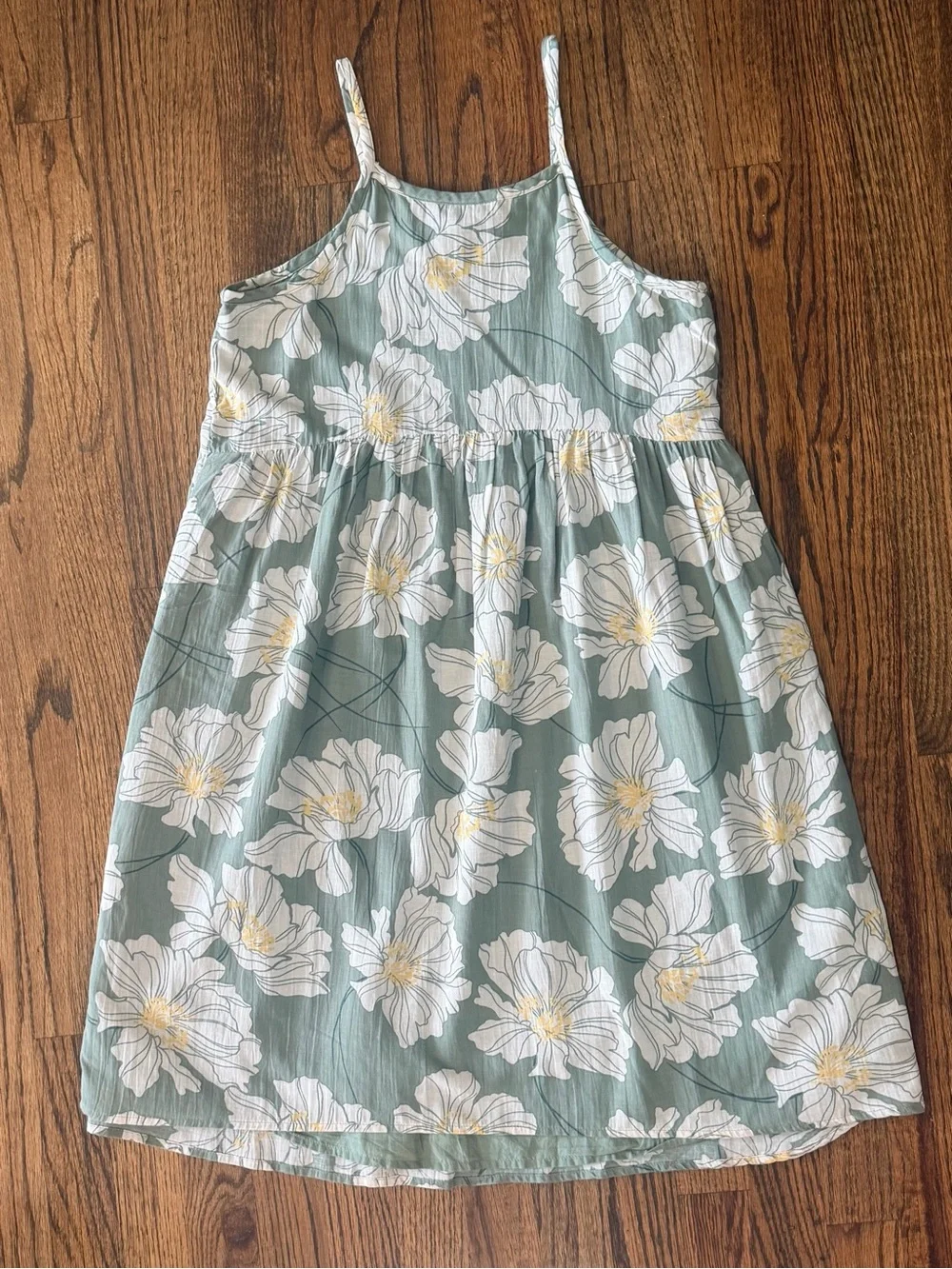 GAP Girls XXL (14-16) Floral Sundress - Sage Green with White and Yellow Flowers